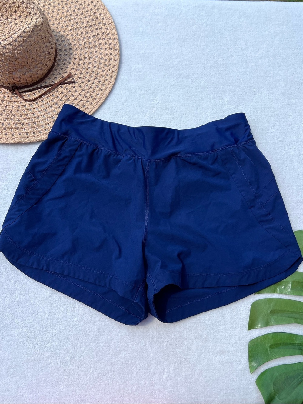 Lands’ End Navy Swim Shorts Women’s Size 12 UPF 50 Quick Dry